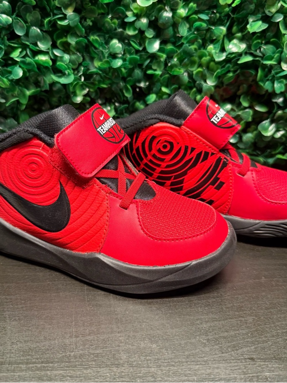 **SOLD FB** Nike Kids Red and Black High-Top Sneakers